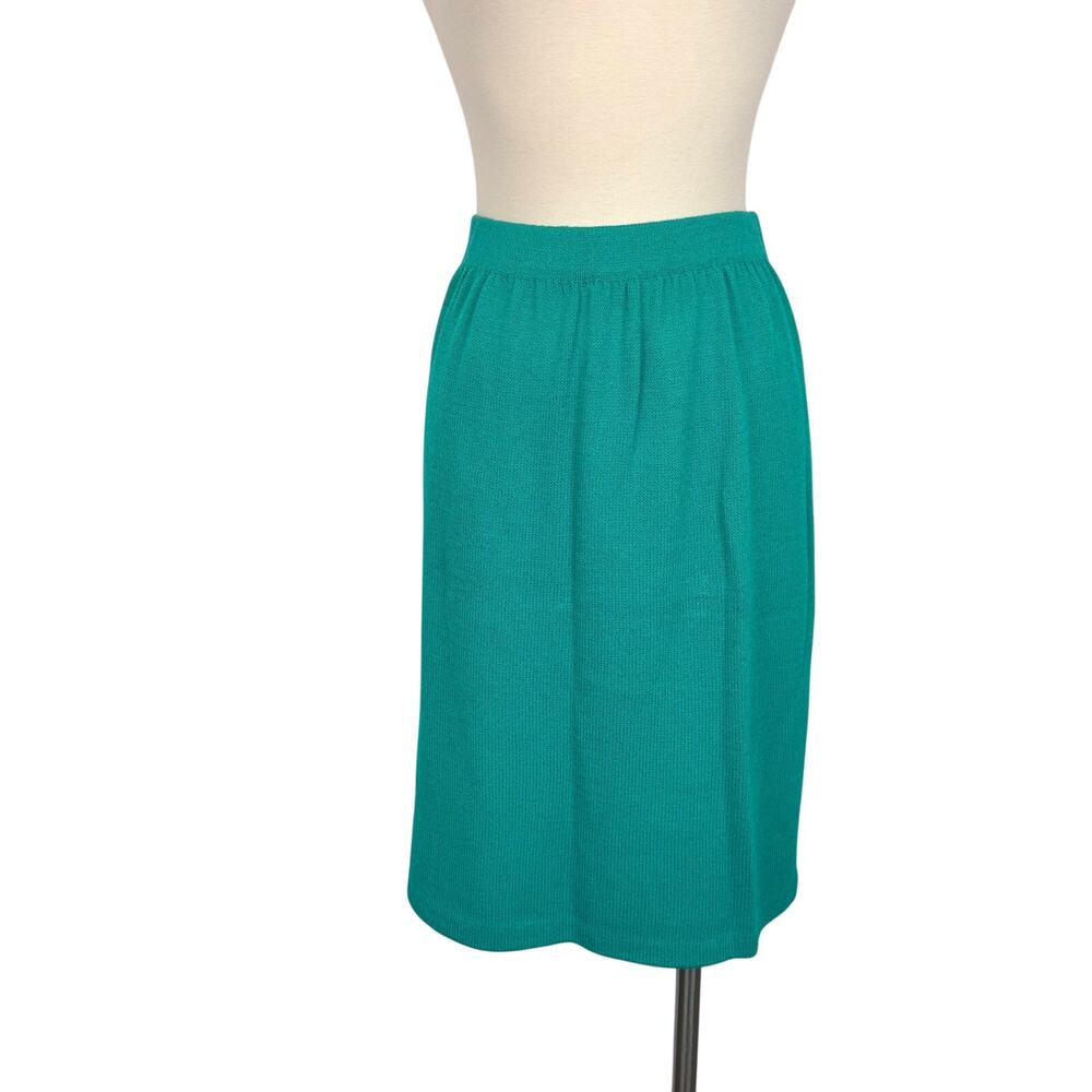 St. John Santana Knit Wool Blend Knee-Length Skirt Teal Green Size 16